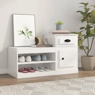 The Living Store Omarica za čevlje visok sijaj bela 100x42x60 cm inženirski les - Omarica Za Čevlje