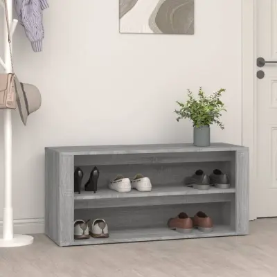 The Living Store Regal za čevlje betonsko siv 100x35x45 cm inženirski les - Stojalo Za Čevlje