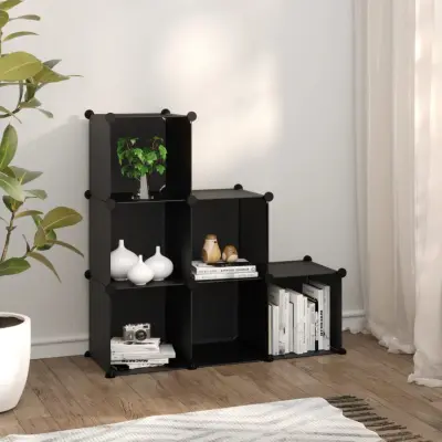 The Living Store Kockasta omarica za shranjevanje s 6 kockami črna PP - Kockasta Omarica Za Shranjevanje