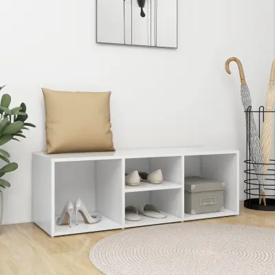 The Living Store Klop za shranjevanje čevljev bela 105x35x35 cm inženirski les - Klop Za Shranjevanje Čevljev