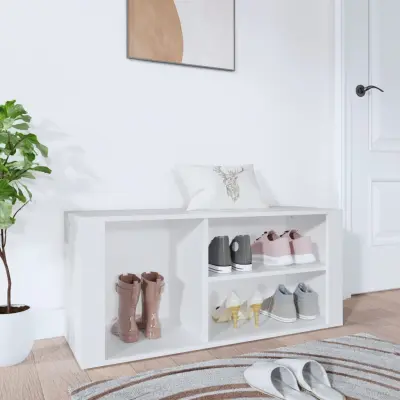 The Living Store Omarica za čevlje bela 100x35x45 cm inženirski les - Omarica Za Čevlje