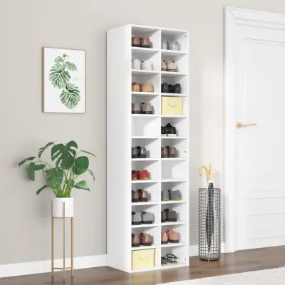 The Living Store Omara za čevlje bela 54x34x183 cm iverna plošča - Omara Za Čevlje