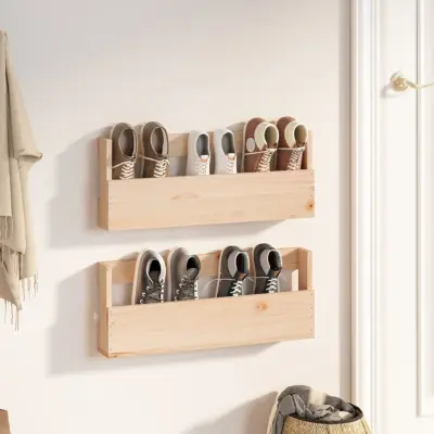 The Living Store Stenski regal za čevlje 2 kosa 59x9x23 cm - Stensko Stojalo Za Čevlje