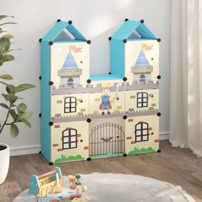 The Living Store Kockasta omarica za otroke z 8 kockami modra PP - Omarica Za Shranjevanje