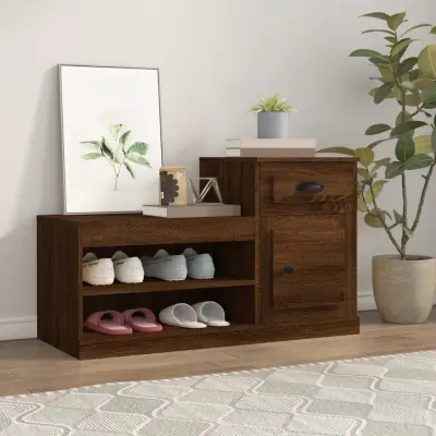 The Living Store Omarica za čevlje rjav hrast 100x42x60 cm inženirski les - Omarica Za Čevlje