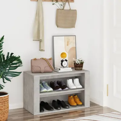The Living Store Regal za čevlje betonsko siv 75x35x45 cm inženirski les - Stojalo Za Čevlje