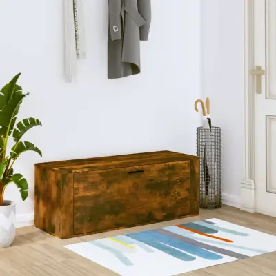 The Living Store Omarica za čevlje Dimljeni hrast 100x35x38 cm inženirski les - Stenska Omarica Za Čevlje
