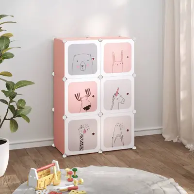 The Living Store Kockasta omarica za otroke s 6 kockami roza PP - Omarica Za Shranjevanje