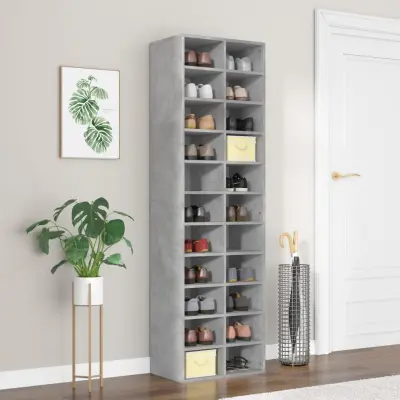 The Living Store Omara za čevlje betonsko siva 54x34x183 cm iverna plošča - Omara Za Čevlje