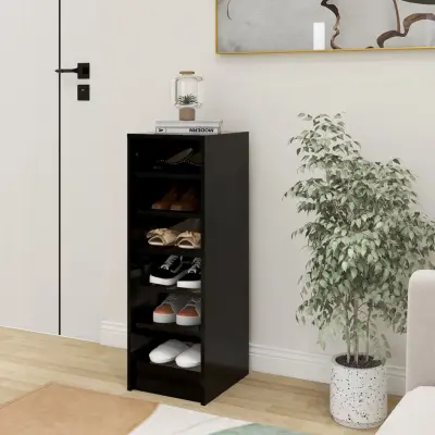 The Living Store Omarica za čevlje črna 31,5x35x90 cm iverna plošča - Omara Za Čevlje