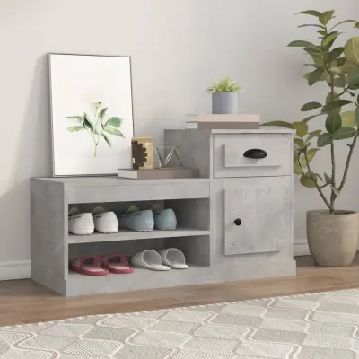 The Living Store Omarica za čevlje betonsko siva 100x42x60 cm inženirski les - Omarica Za Čevlje