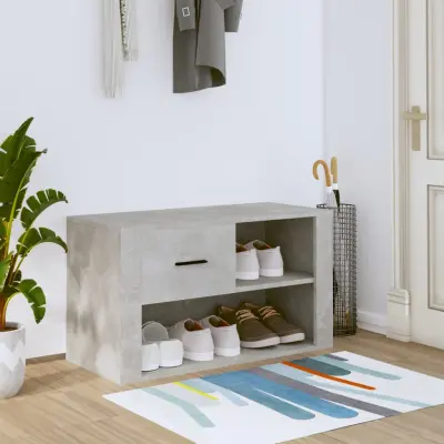 The Living Store Omarica za čevlje betonsko siva 80x35x45 cm inženirski les - Omarica Za Čevlje