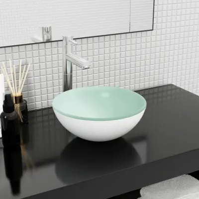 The Living Store Umivalnik kaljeno steklo 30x12 cm bel - Umivalnik