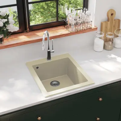 The Living Store Enojno kuhinjsko pomivalno korito iz granita bež - Kuhinjsko Korito