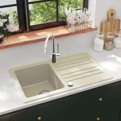 The Living Store Enojno kuhinjsko pomivalno korito iz granita bež - Kuhinjsko Korito