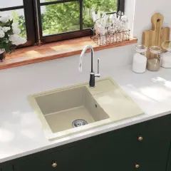 The Living Store Kuhinjsko pomivalno korito z luknjo ovalno bež granit - Kuhinjsko Korito