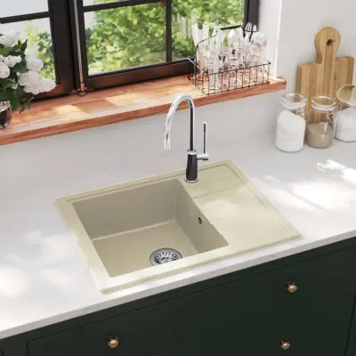 The Living Store Kuhinjsko pomivalno korito z luknjo ovalno bež granit - Kuhinjsko Korito