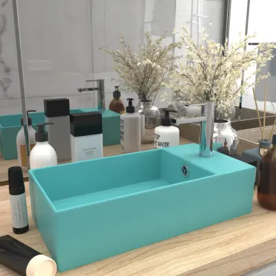 The Living Store Kopalniški umivalnik z luknjo keramičen svetlo zelen - Kopalniški Umivalnik