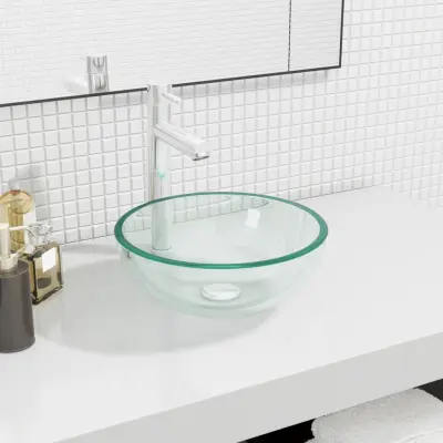 The Living Store Umivalnik kaljeno steklo 30x12 cm prozoren - Umivalnik