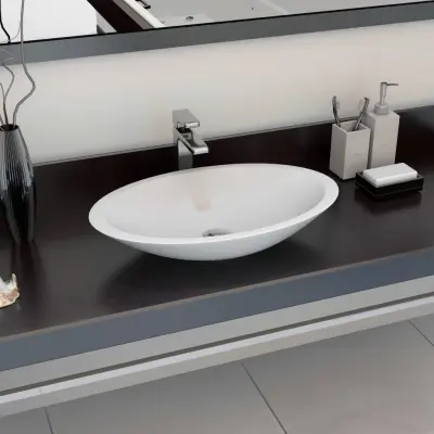 The Living Store Umivalnik 59,3x35,1x10,7 cm mineralna litina/marmor bel - Umivalnik