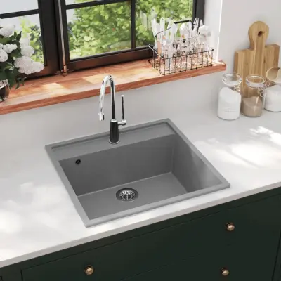 The Living Store Kuhinjsko pomivalno korito z luknjo siv granit - Kuhinjsko Korito