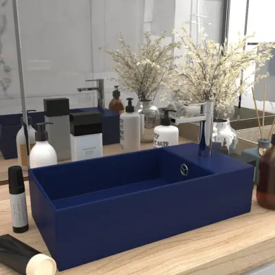 The Living Store Kopalniški umivalnik z luknjo keramičen temno moder - Kopalniški Umivalnik