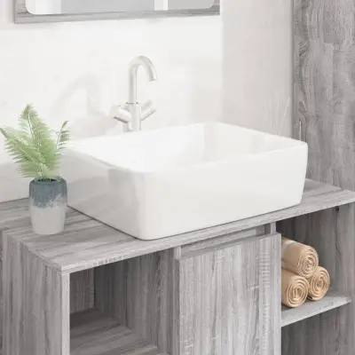 The Living Store Umivalnik bel 48x37x13 cm keramični pravokotni - Umivalnik