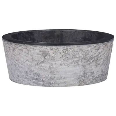 The Living Store Umivalnik črn Ø40x15 cm marmor - Umivalnik