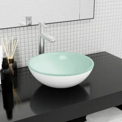 The Living Store Umivalnik kaljeno steklo 35x12 cm bel - Umivalnik