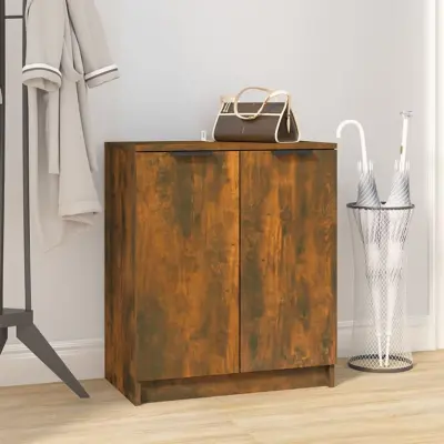 The Living Store Omarica za čevlje dimljeni hrast 59x35x70 cm konstruiran les - Omarica Za Čevlje