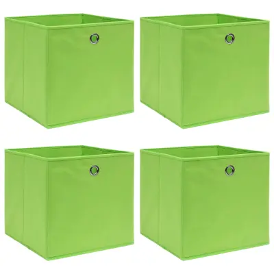 The Living Store Škatle za shranjevanje 4 kosi zelene 32x32x32 cm blago - Škatla Za Shranjevanje