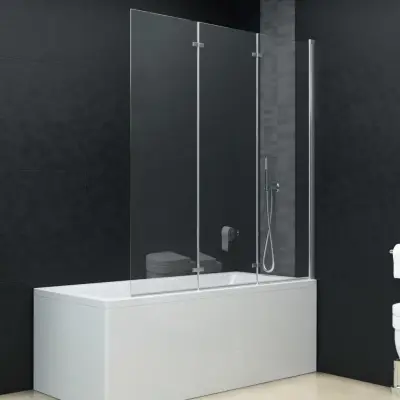 The Living Store Zložljiva pregrada za tuš s 3 paneli ESG 130x138 cm - Pregrada Za Tuš