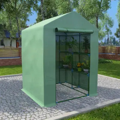 The Living Store Rastlinjak s policami iz jekla 143x143x195 cm - Rastlinjak