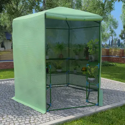 The Living Store Rastlinjak s policami iz jekla 227x223 cm - Rastlinjak