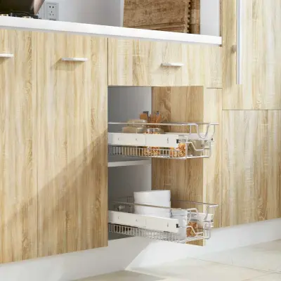 The Living Store Izvlečne košare mrežaste 2 kosa 300 mm srebrne - Žična Košara