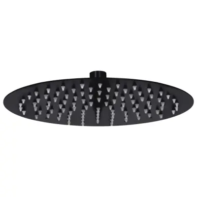The Living Store Tuš glava nerjaveče jeklo 25 cm okrogla črna - Tuš Glava