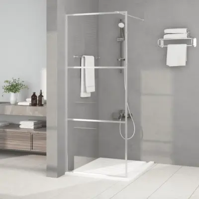The Living Store Pregrada za tuš srebrna 80x195 cm prozorno ESG steklo - Tuš Stena