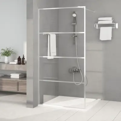 The Living Store Pregrada za tuš srebrna 100x195 cm prozorno ESG steklo - Tuš Stena