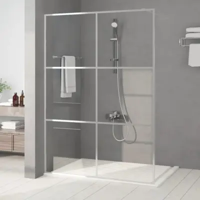 The Living Store Pregrada za tuš srebrna 140x195 cm prozorno ESG steklo - Tuš Stena