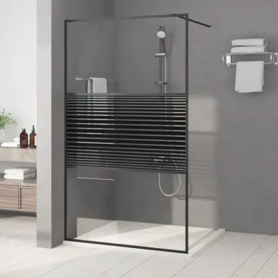 The Living Store Pregrada za tuš črna 115x195 cm prozorno ESG steklo - Tuš Stena