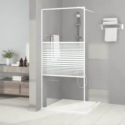 The Living Store Pregrada za tuš bela 90x195 cm prozorno ESG steklo - Tuš Stena
