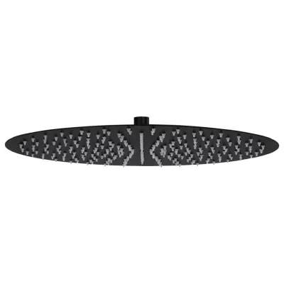 The Living Store Tuš glava nerjaveče jeklo 40 cm okrogla črna - Tuš Glava
