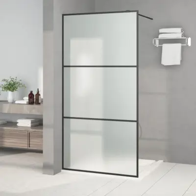 The Living Store Pregrada za tuš črna 100x195 cm motno ESG steklo - Tuš Stena