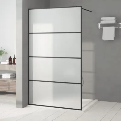 The Living Store Pregrada za tuš črna 115x195 cm motno ESG steklo - Tuš Stena