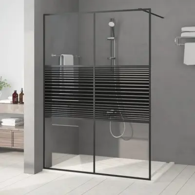 The Living Store Pregrada za tuš črna 140x195 cm prozorno ESG steklo - Tuš Stena