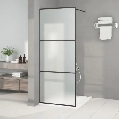 The Living Store Pregrada za tuš črna 80x195 cm motno ESG steklo - Tuš Stena