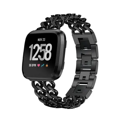 Alloy Double-Row Denim Chain Strap za Fitbit Versa Series Black  Fitbit Versa 1/2