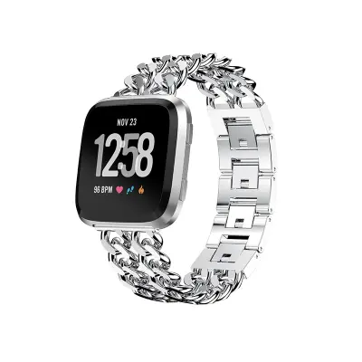 Alloy Double-Row Denim Chain Strap za Fitbit Versa Series Silver  Fitbit Versa 1/2