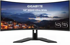 Obnovljeno - znaki rabe - GIGABYTE G34WQC 34'' 3440 x 1440, 1ms, 144Hz, HDR, zvočniki, WQHD gaming ukrivljen monitor