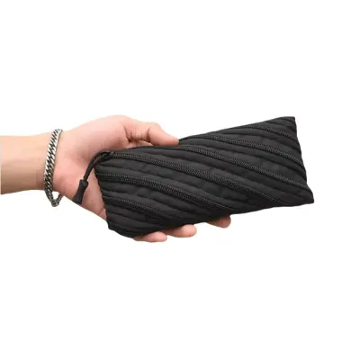 Večnamenska torbica za pisala za ženske, velika zadrgana torbica Black